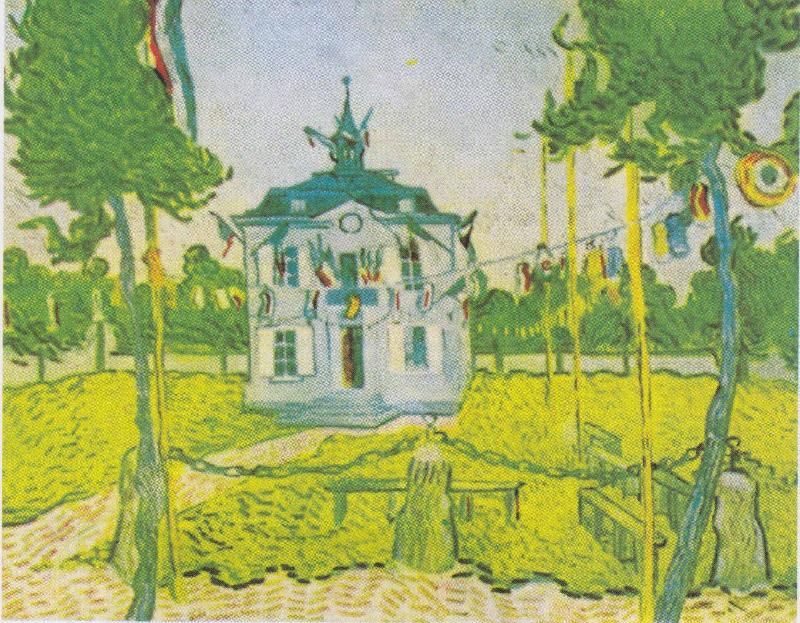 Vincent Van Gogh The town hall in Auvers on 14 July 1890 China oil painting art